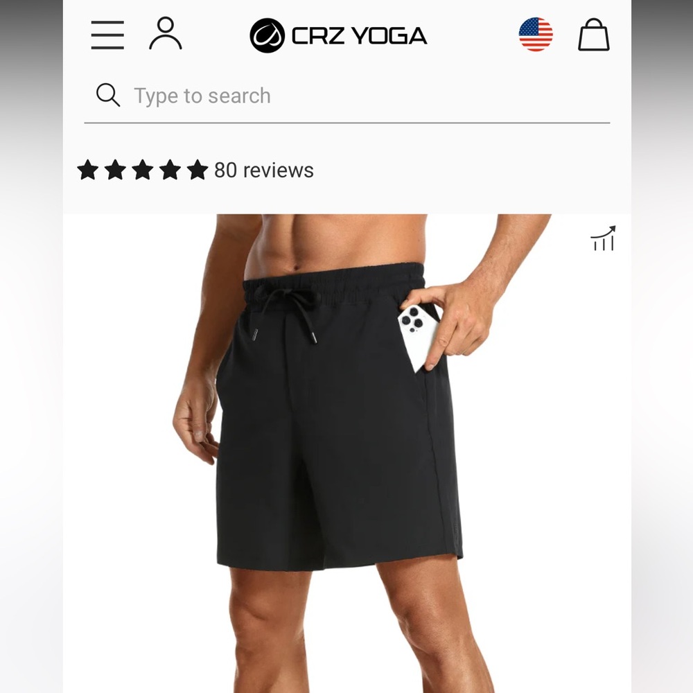 CRZ YOGA Men's Workout Shorts - LARGE - FOUR PAIR